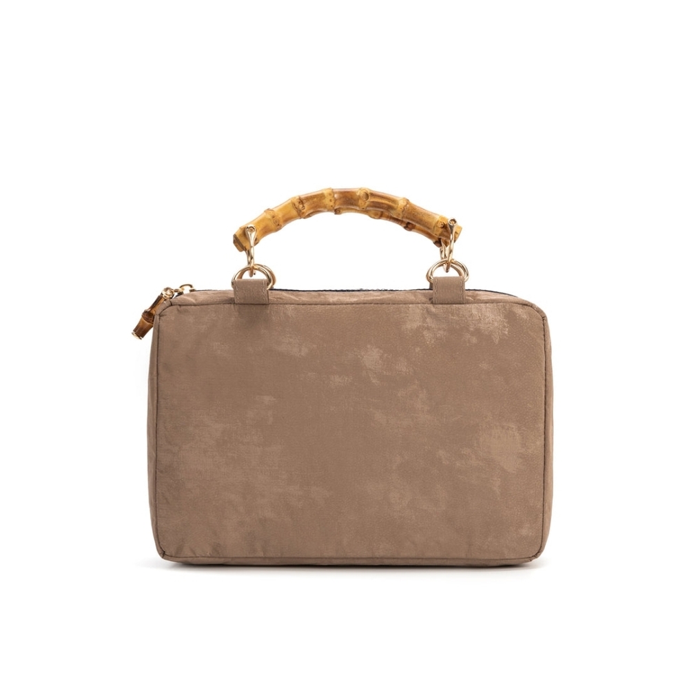 Bourbon & Bamboo City Clutch Bamboo Mocha Suede Zip Bag